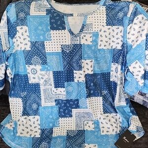 Blue Bandana Patchwork Top